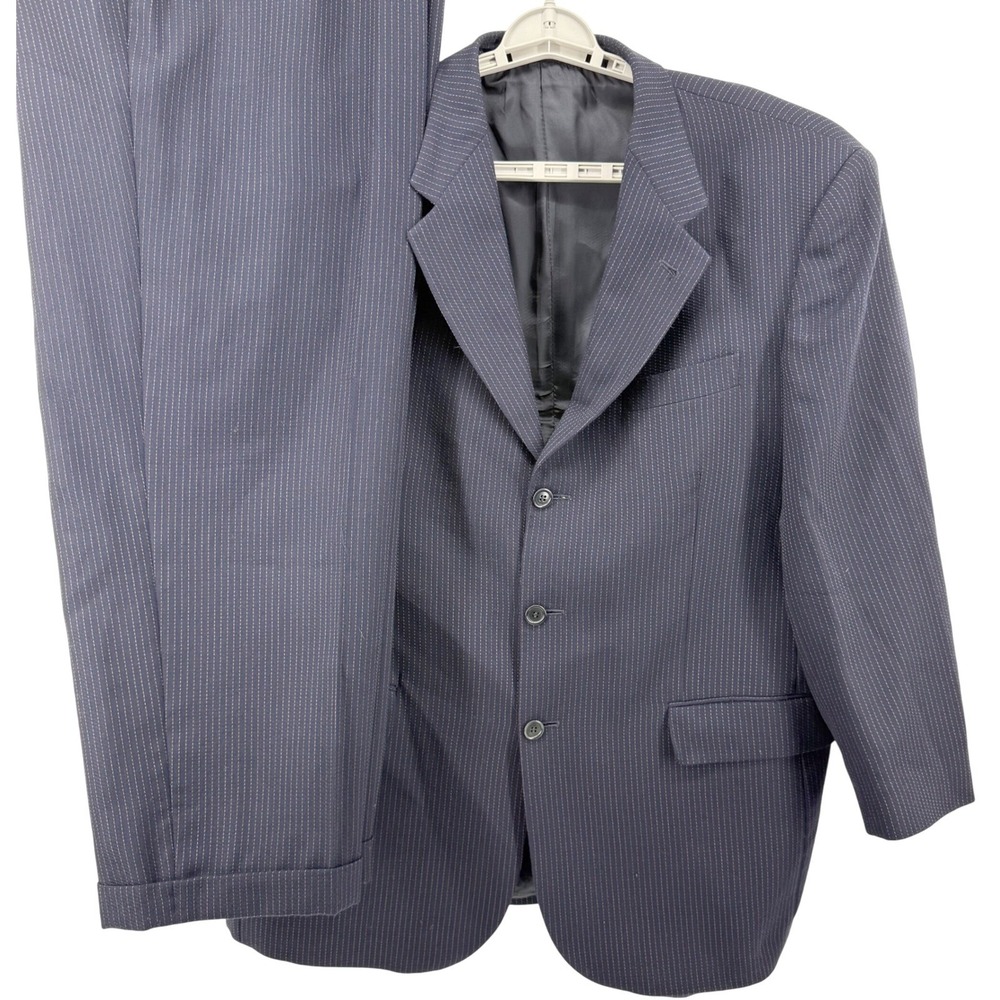 VTG Enzo High Twist Collection Tovare Suit Men 56R Pants 40x30 Blue Wool Italy